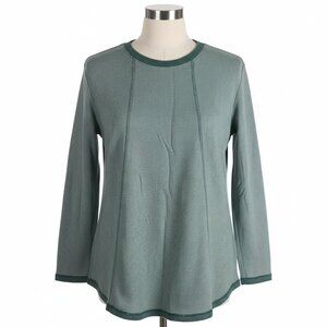 J.Jill Women's Old Money Top Blouse Green Size Small Long Sleeve